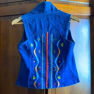 Vintage 90s Tribal Denim Vest